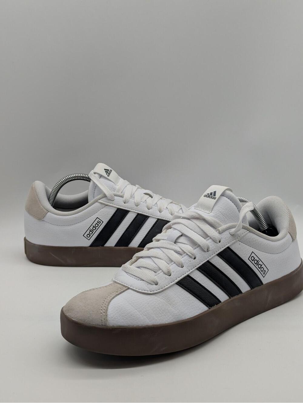 Women's Size 10 Adidas VL Court 3.0 White Black Brown Tan Sneakers Shoes ID8797
